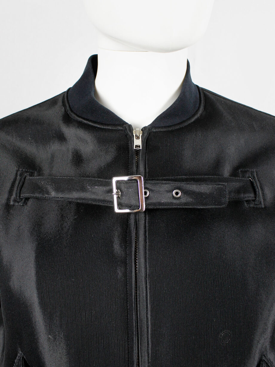 Noir Kei Ninomiya black bomber jacket with belted strap across the chest (10)