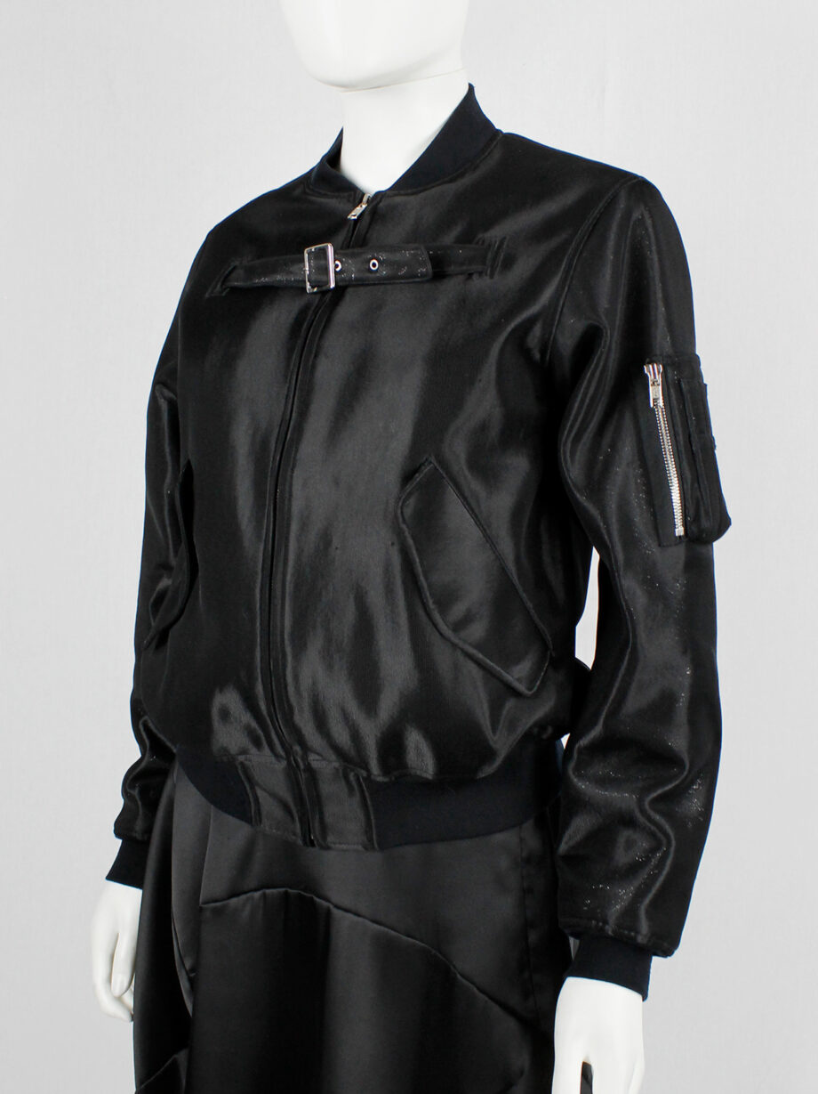 Noir Kei Ninomiya black bomber jacket with belted strap across the chest (12)