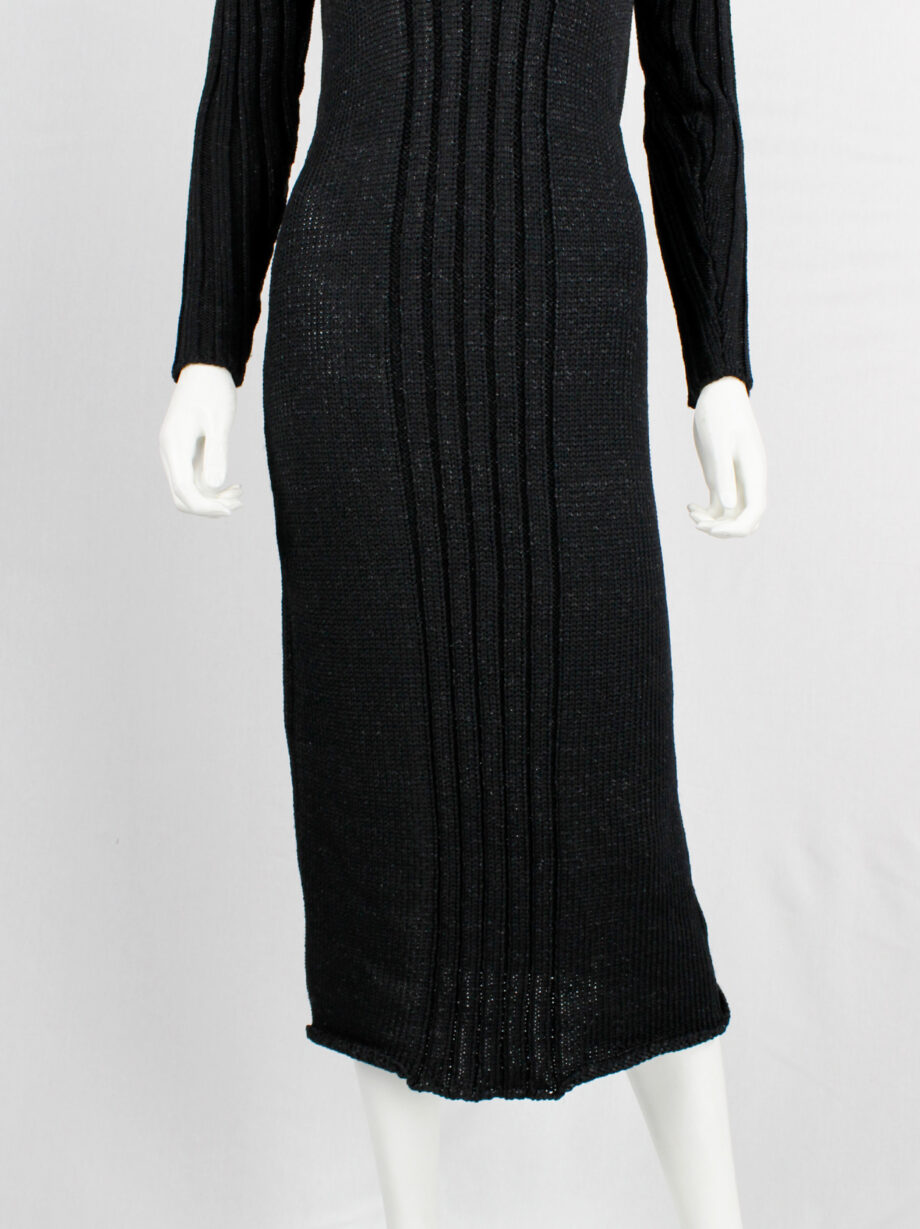 Y’s Yohji Yamamoto black knit dress with ribbed front and turtleneck (2)