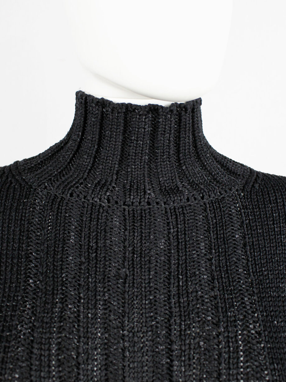 Y’s Yohji Yamamoto black knit dress with ribbed front and turtleneck (3)