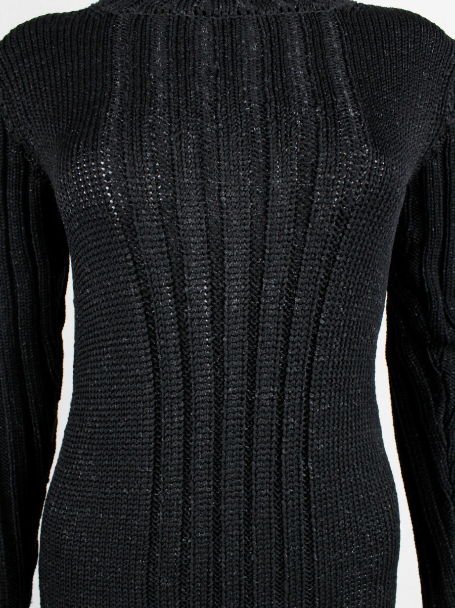 Y’s Yohji Yamamoto black knit dress with ribbed front and turtleneck (4)