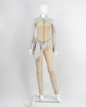 A.F. Vandevorst beige suede corset with front zipper and back lacing — spring 2000