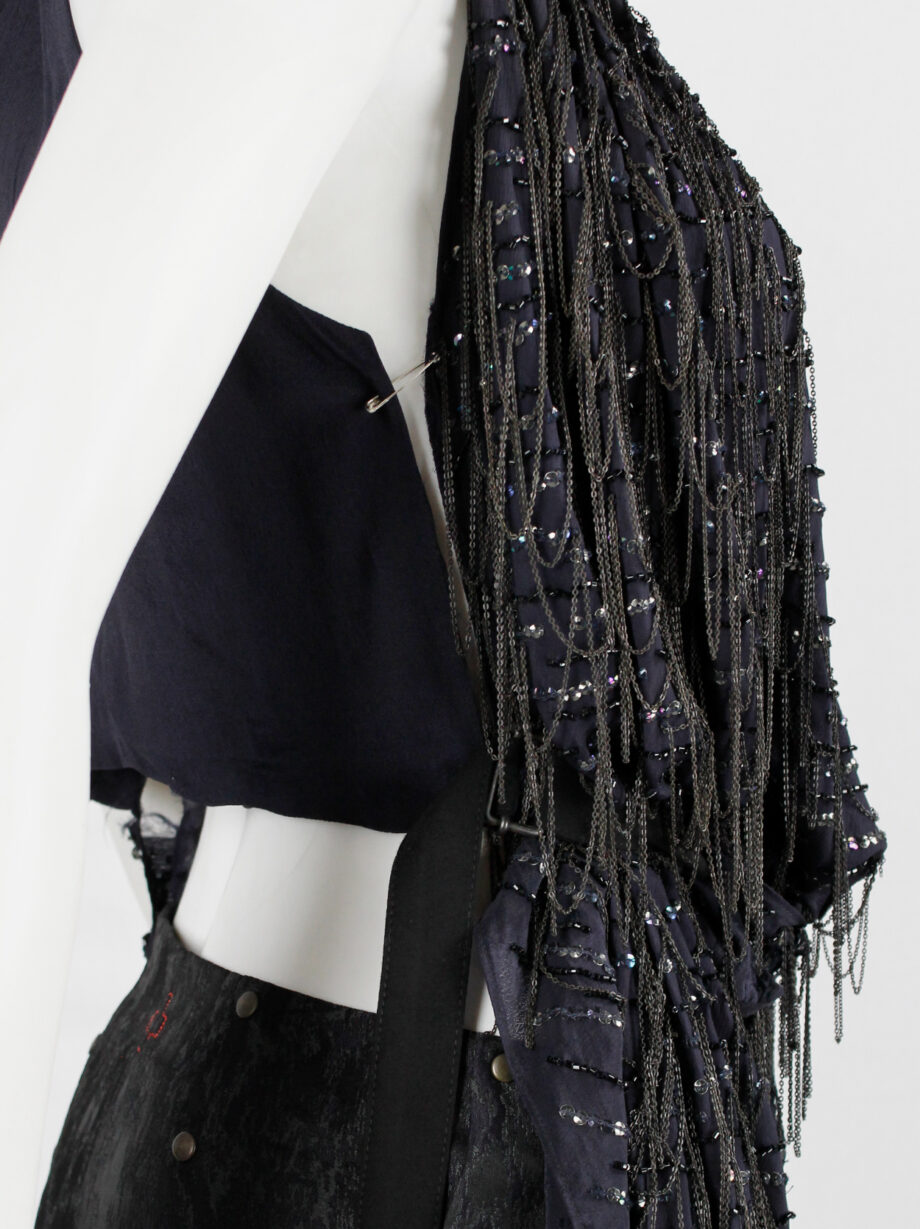 af Vandevorst dark purple draped waistcoat with sequins and metal chains spring 2014 (4)
