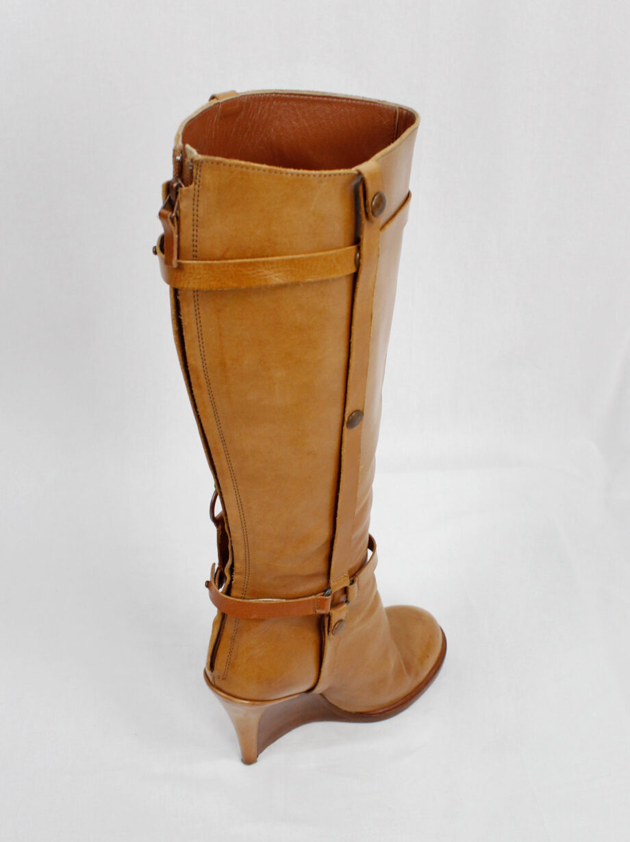 af Vandevorst tall cognac boots with leather horseriding straps fall 2011 (10)