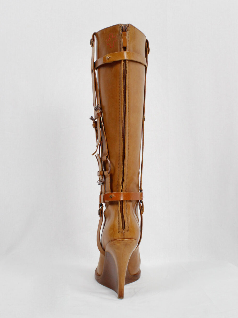 af Vandevorst tall cognac boots with leather horseriding straps fall 2011 (3)