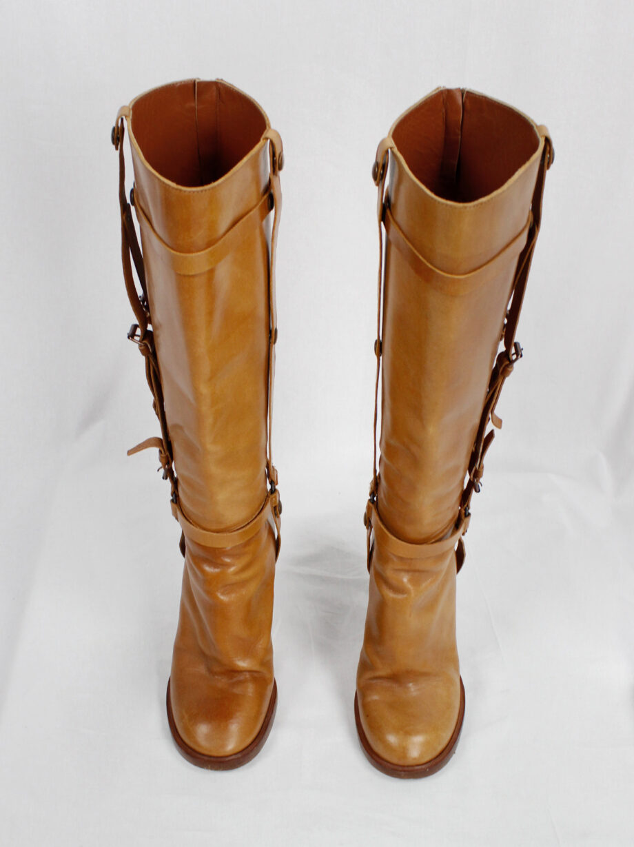 af Vandevorst tall cognac boots with leather horseriding straps fall 2011 (7)