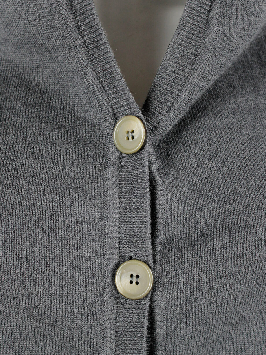 vintage Maison Martin Margiela grey-blue cardigan with elongated hooded collar fall 2005 (1)