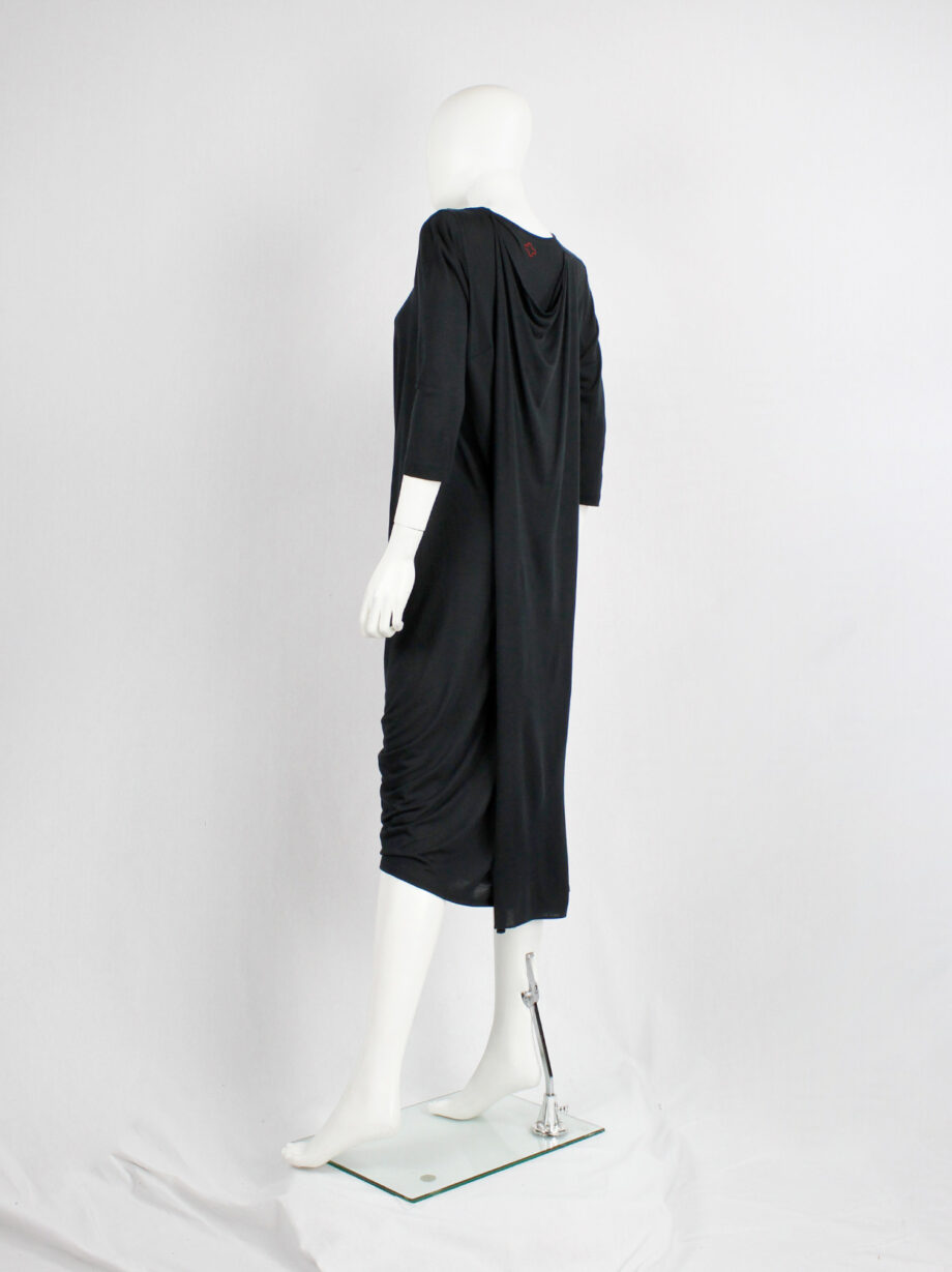 A.F. Vandevorst black midi dress with cape and gathered at the front in a twist (9)