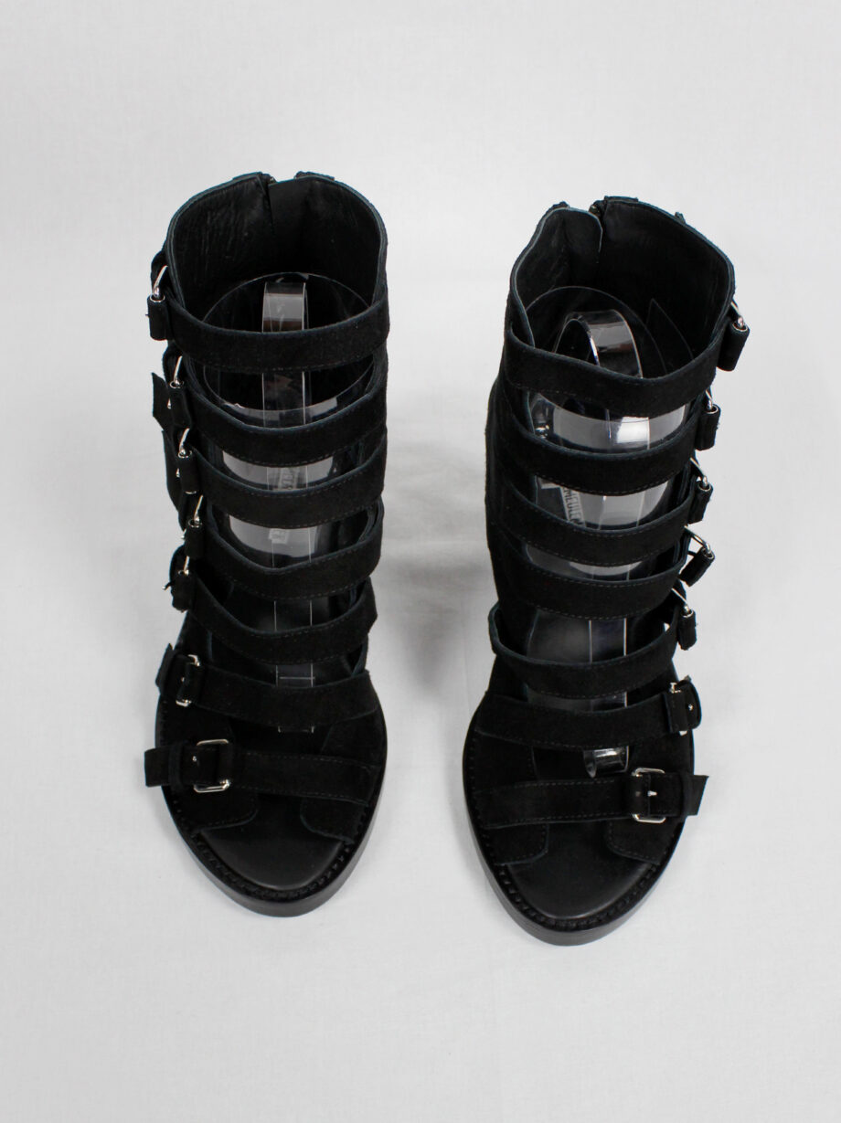 Ann Demeulemeester Blanche black suede wedge sandals with buckle belts (14)