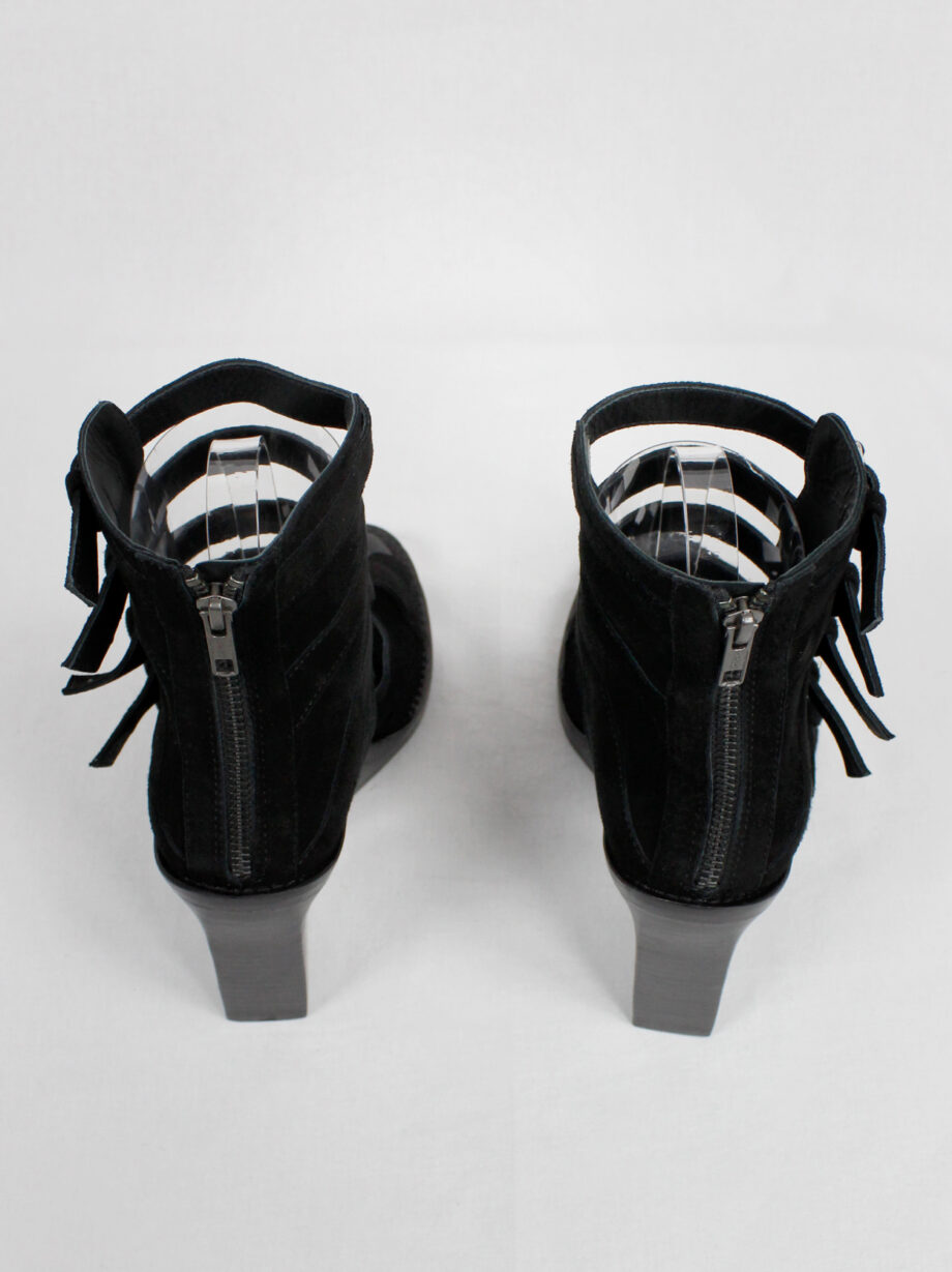 Ann Demeulemeester Blanche black suede wedge sandals with buckle belts (15)