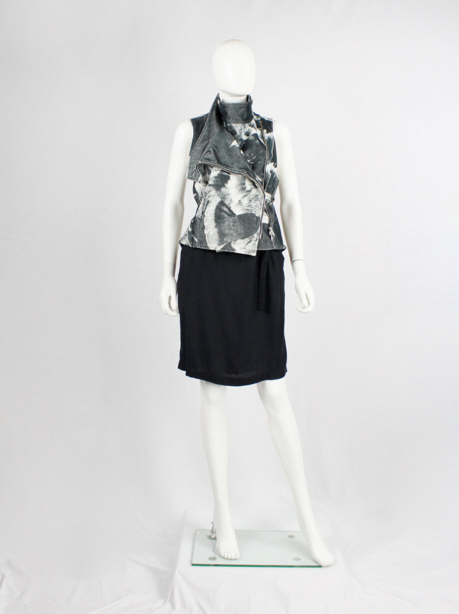 Ann Demeulemeester black and white bird print vest with standing neckline spring 2010 (11)