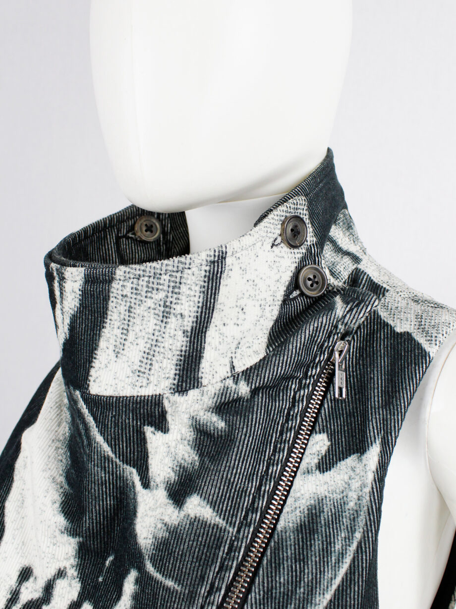 Ann Demeulemeester black and white bird print vest with standing neckline spring 2010 (16)