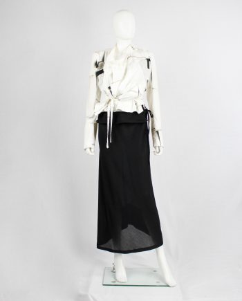 Ann Demeulemeester black maxi skirt with curved back and folded waist