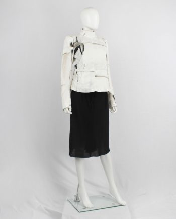 Ann Demeulemeester white buttoned fencing jacket with stitched panels — spring 2011