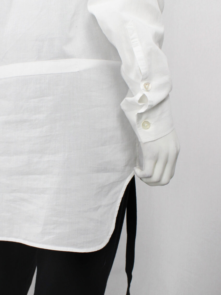 Ann Demeulemeester white shirt with curved hem panel and buttoned collar (1)