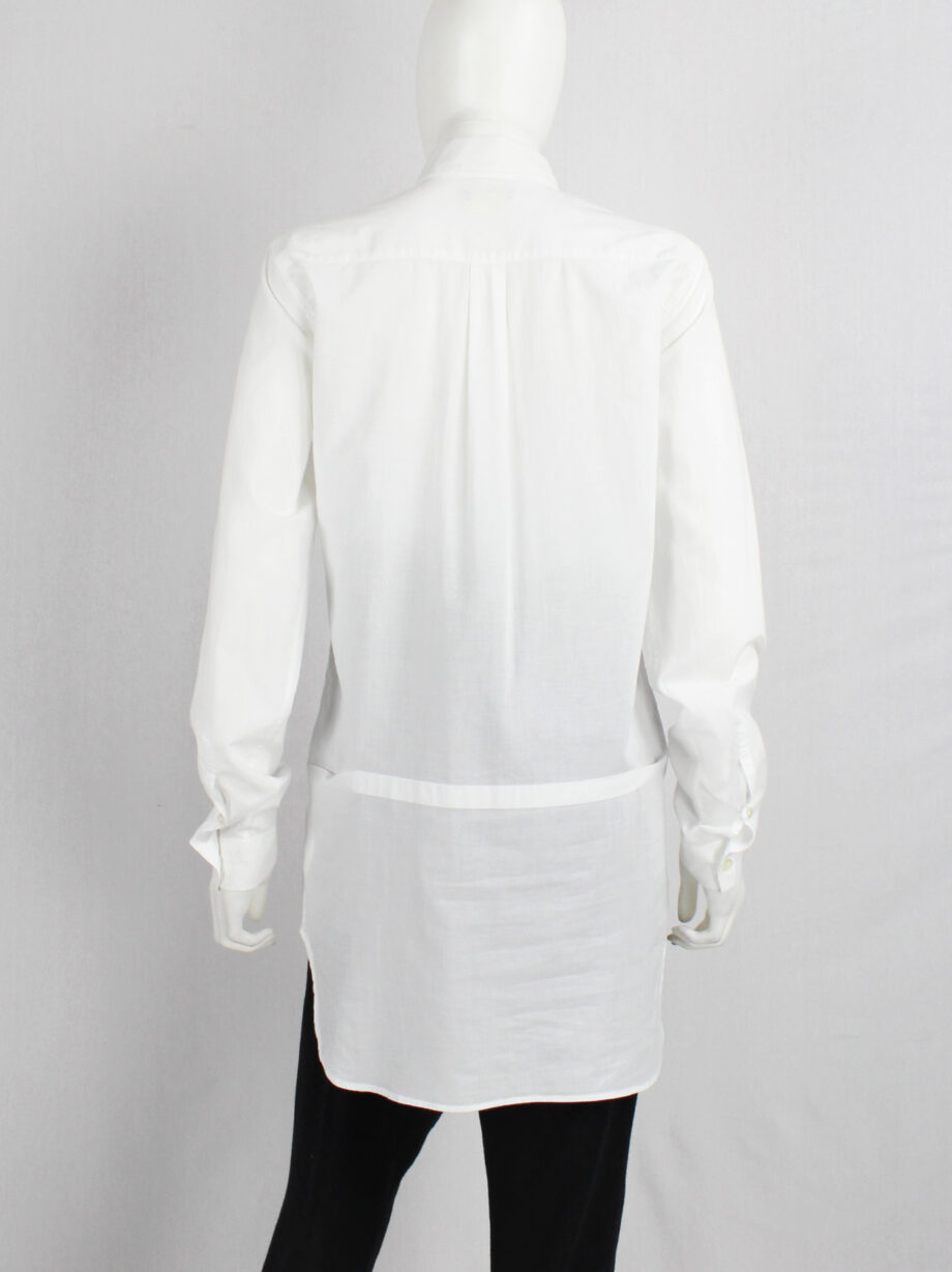 Ann Demeulemeester white shirt with curved hem panel and buttoned collar (11)