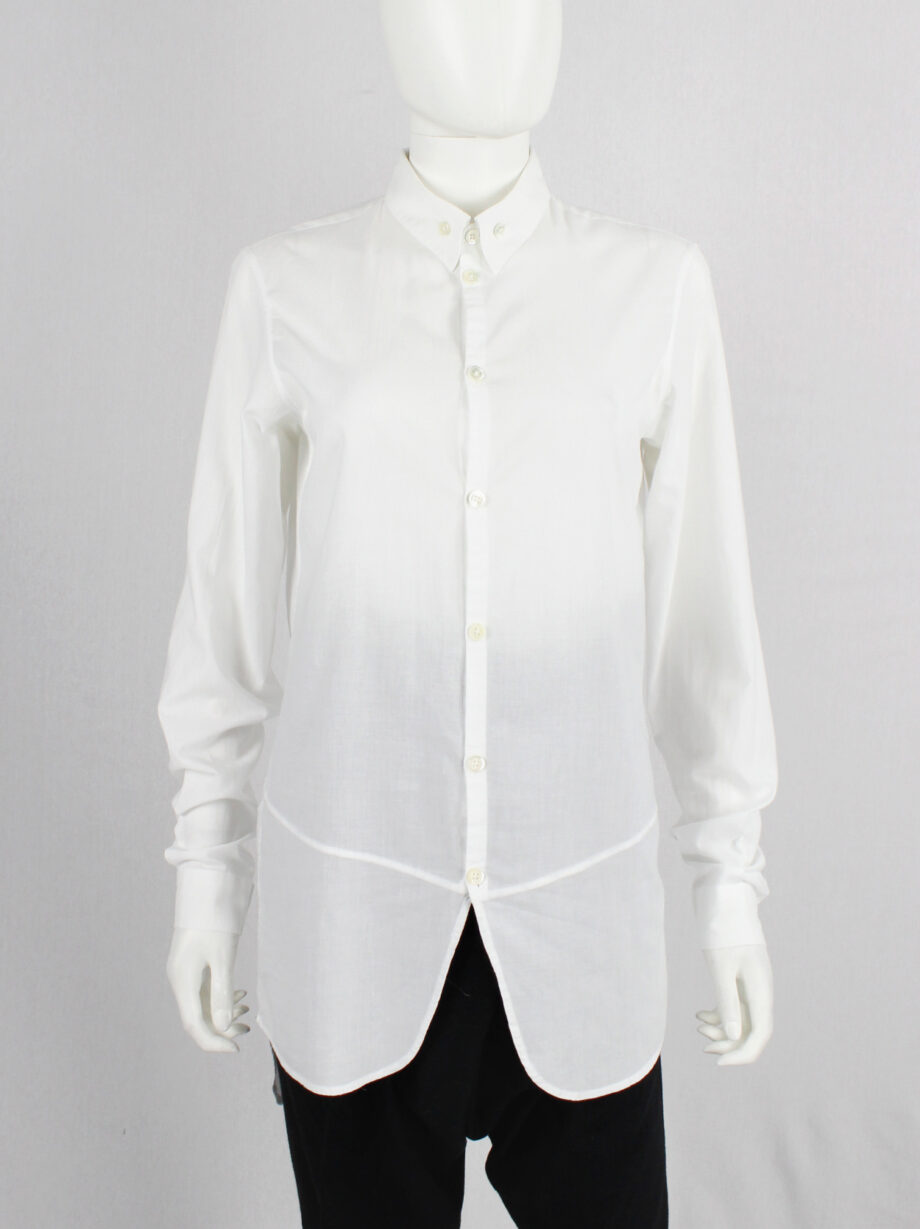 Ann Demeulemeester white shirt with curved hem panel and buttoned collar (5)