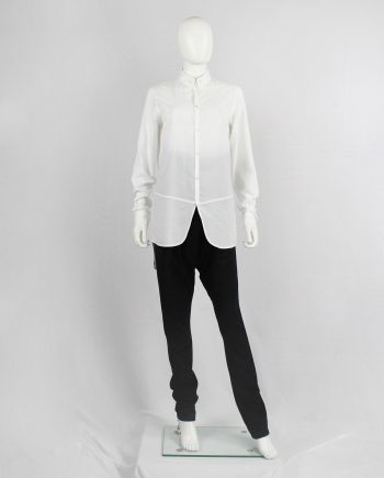 Ann Demeulemeester white shirt with curved hem panel and buttoned collar