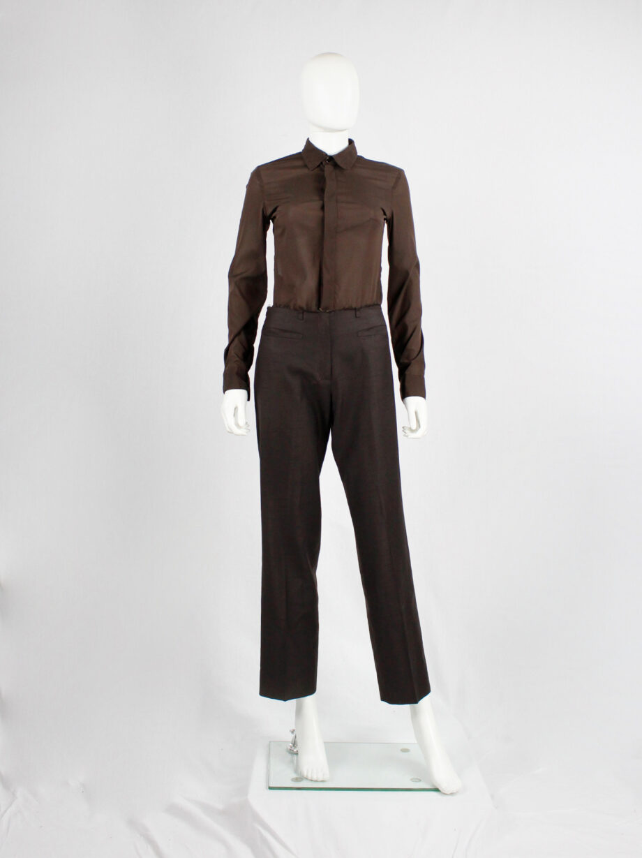 Dirk Bikkembergs brown bodysuit shirt with open back and rows of buttons (9)