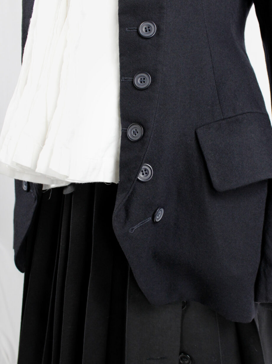 Dries Van Noten dark navy Napoleonic coat with large buttoned lapels 1980s 80s (8)