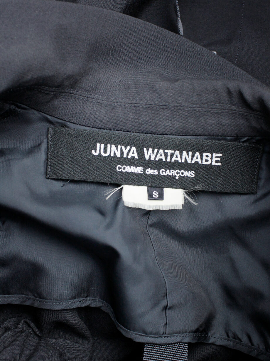 Junya Watanabe black parachute jacket with harness straps and open back spring 2003 (1)