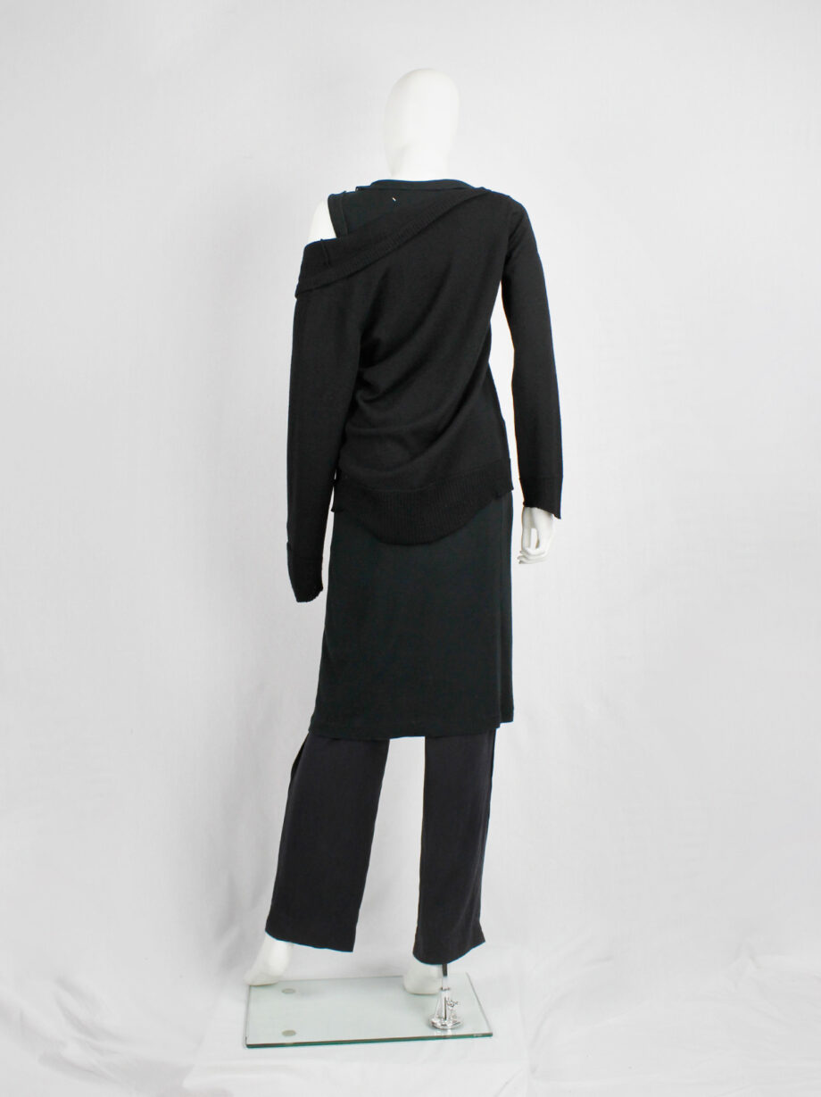 Maison Martin Margiela black stretched out cardigan falling off the shoulder fall 2006 (1)