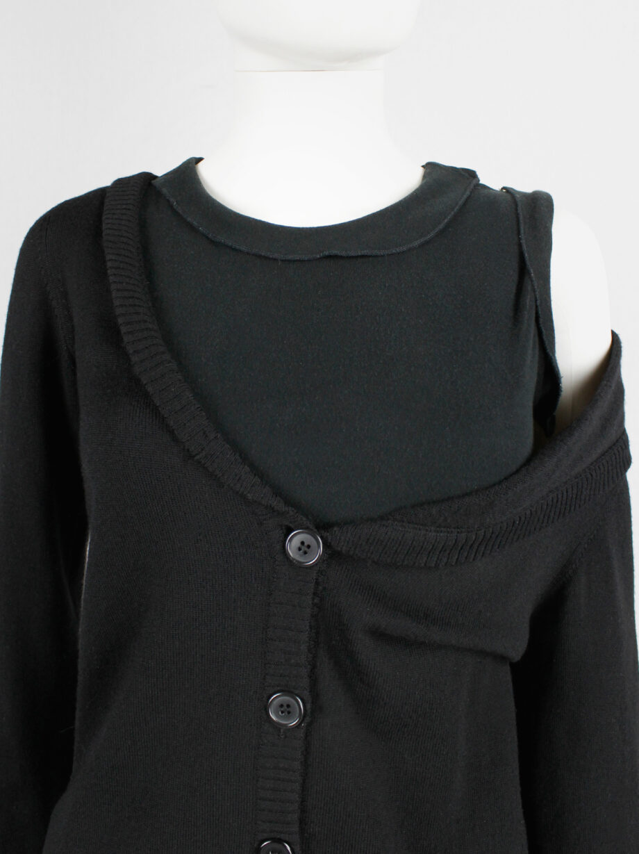 Maison Martin Margiela black stretched out cardigan falling off the shoulder fall 2006 (7)