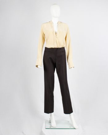 Maison Martin Margiela brown trousers with frayed cut off waist — 2002/2004