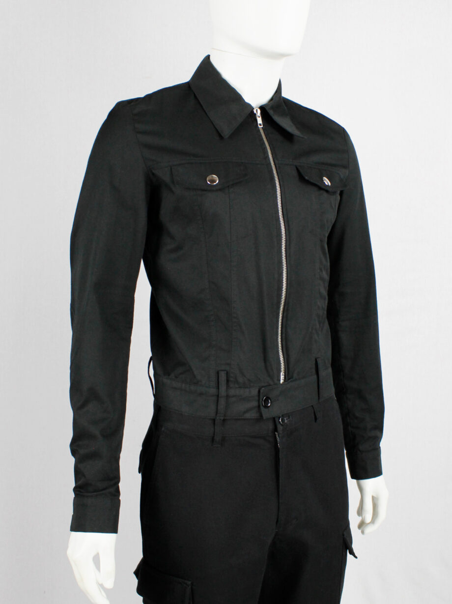 Xavier Delcour black denim jacket with trousers waistband 2000-2003 (7)
