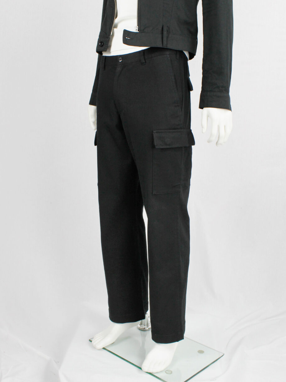 Y’s for men black straight trousers with cargo pockets 1990s (12)