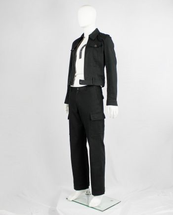 Y's for men black straight trousers with cargo pockets — early 1990's