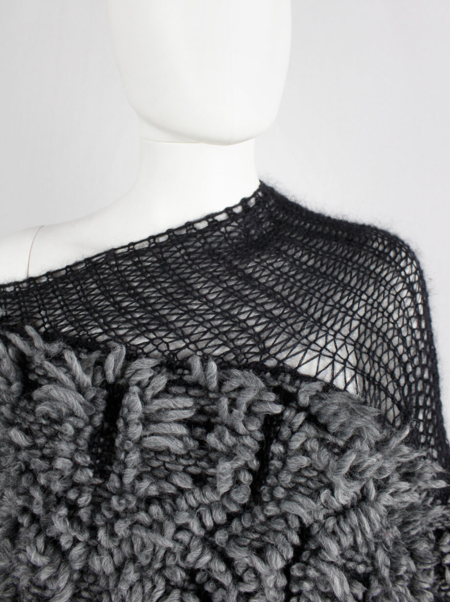A.F. Vandevorst grey shaggy jumper with black woven shoulder panel fall 2015 (17)