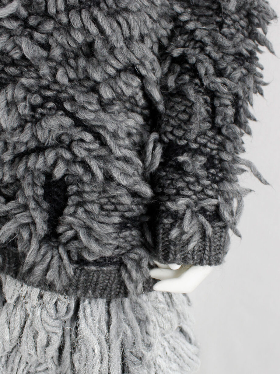A.F. Vandevorst grey shaggy jumper with black woven shoulder panel fall 2015 (19)