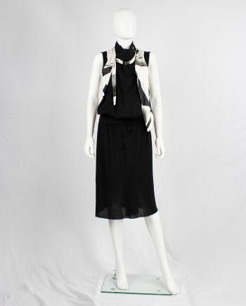 Ann Demeulemeester black and beige asymmetric waistcoat with detachable strap — spring 2011