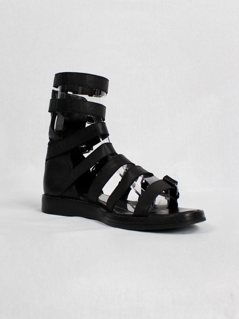 Ann Demeulemeester black flat gladiator sandals with belts spring 2010 (9)