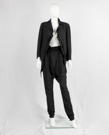 Ann Demeulemeester black harem trousers with front pleat and belt strap — fall 2010