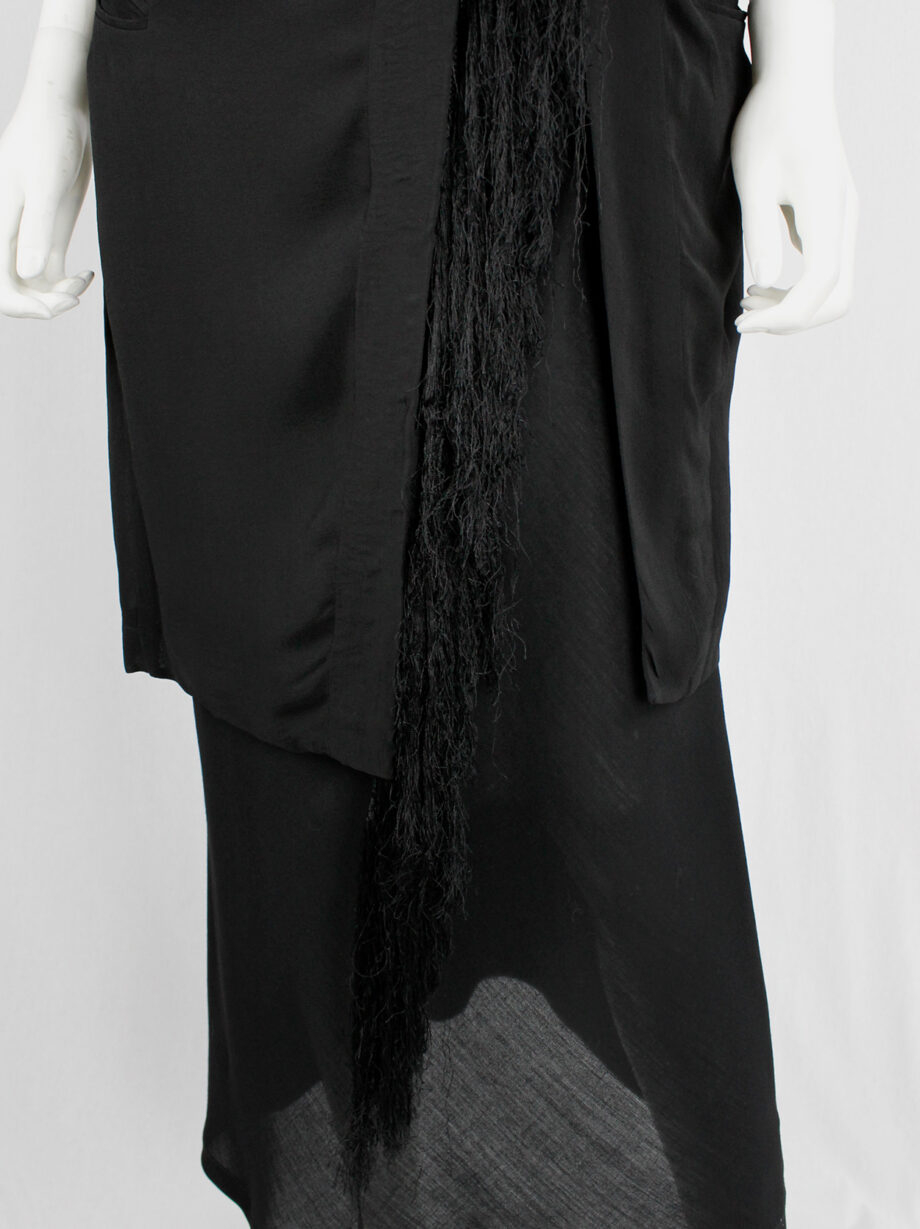 Ann Demeulemeester black long asymmetric waistcoat with braided tassels spring 2012 (16)