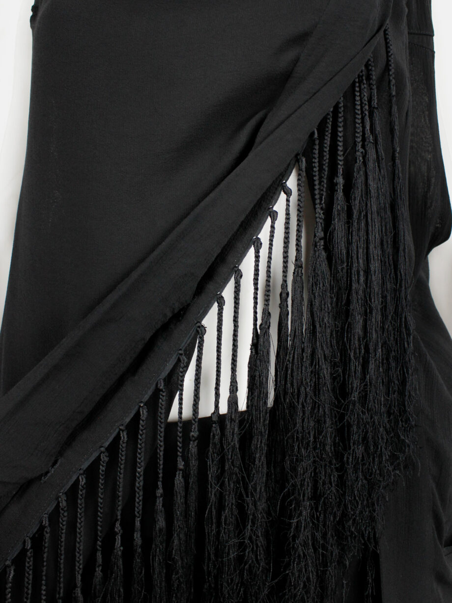 Ann Demeulemeester black long asymmetric waistcoat with braided tassels spring 2012 (17)