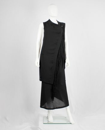 Ann Demeulemeester black long asymmetric vest with braided tassels — spring 2012