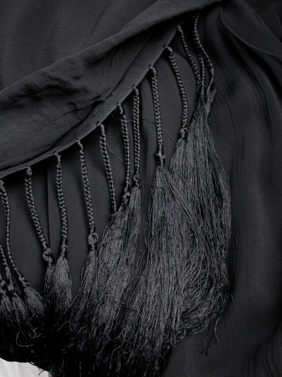 Ann Demeulemeester black long asymmetric waistcoat with braided tassels spring 2012 (9)