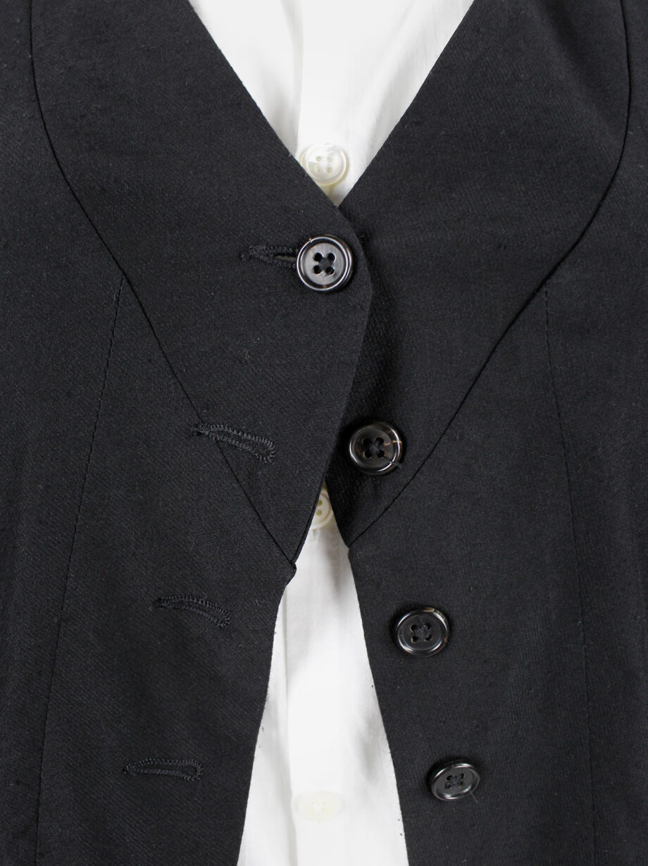 Ann Demeulemeester black one-button cutaway waistcoat with back ties (10)