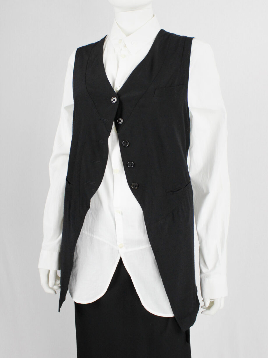 Ann Demeulemeester black one-button cutaway waistcoat with back ties (11)