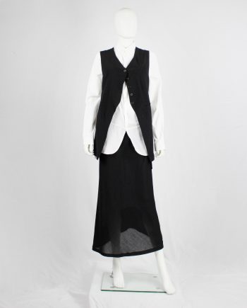 Ann Demeulemeester black one-button cutaway waistcoat with back ties