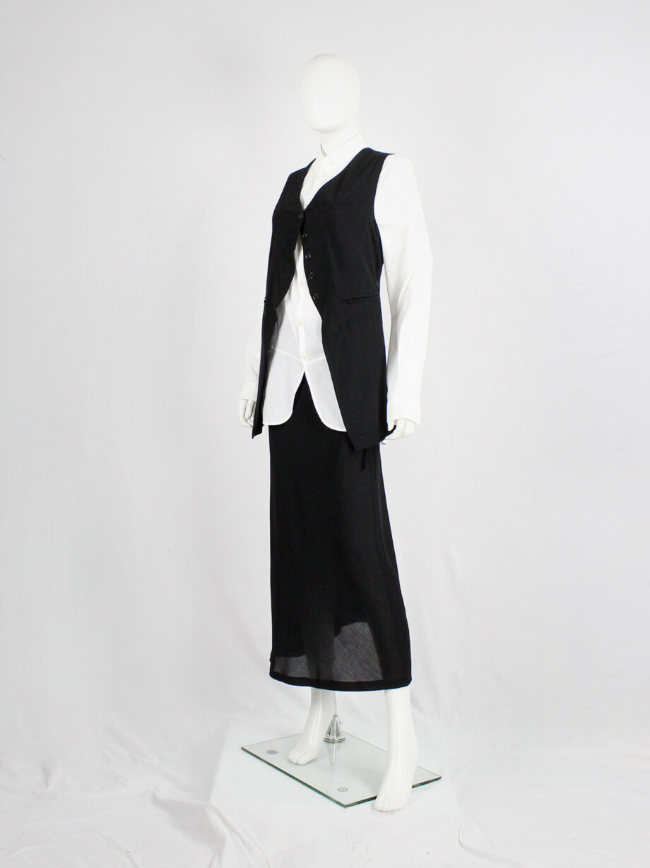 Ann Demeulemeester black one-button cutaway waistcoat with back ties (13)