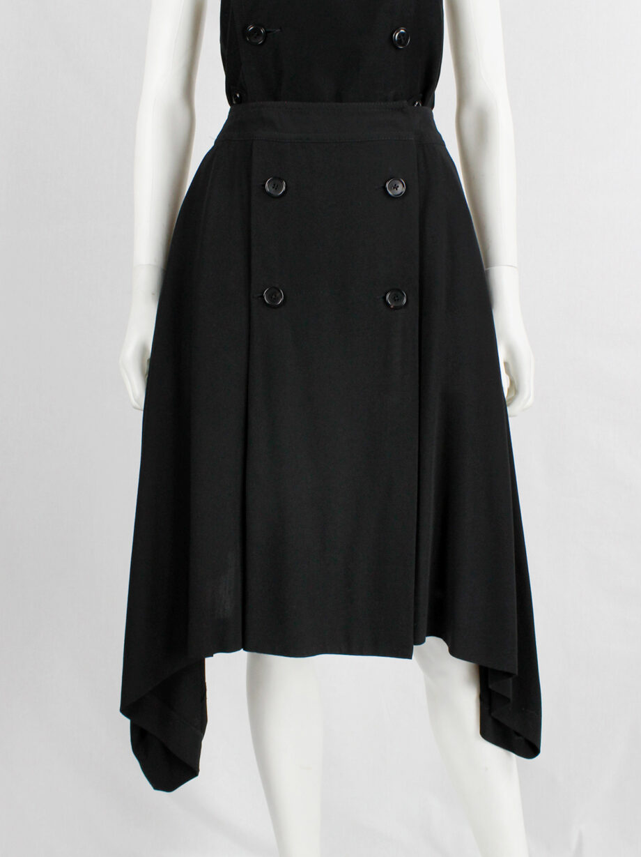 Ann Demeulemeester black skirt with buttons and curved hem fall 2014 (10)