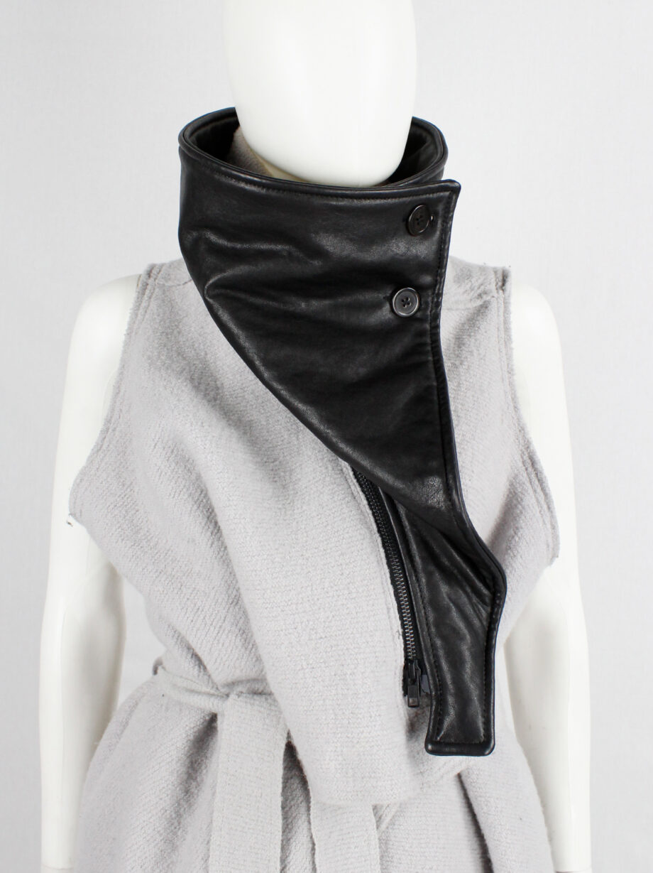 Ann Demeulemeester light purple wool vest with black leather collar fall 2012 (21)