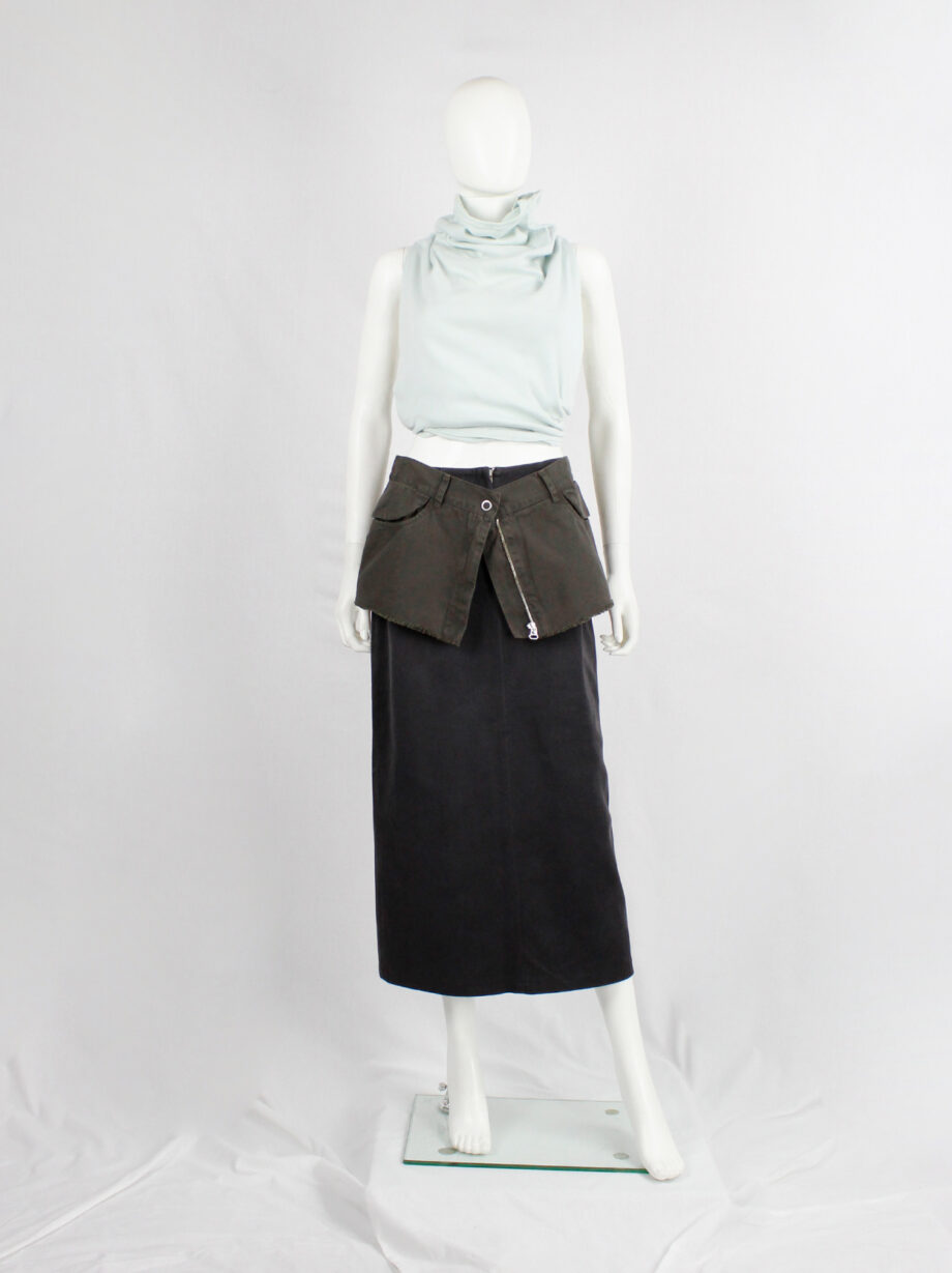 Maison Martin Margiela 6 grey trousers cut into a micro skirt belt fall 2006 (10)