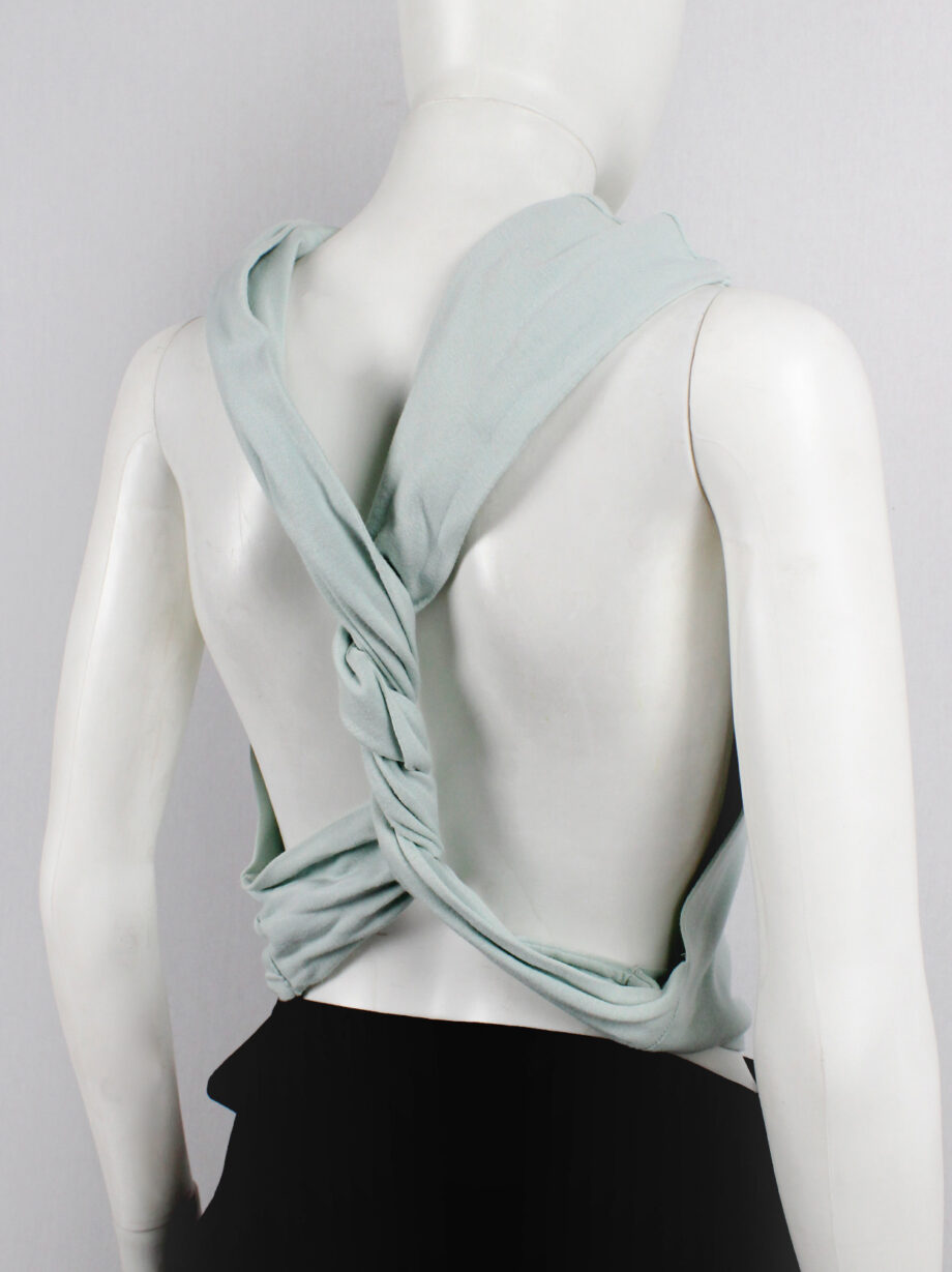 Maison Martin Margiela artisanal mint top made of a jumper with twisted sleeves (1)