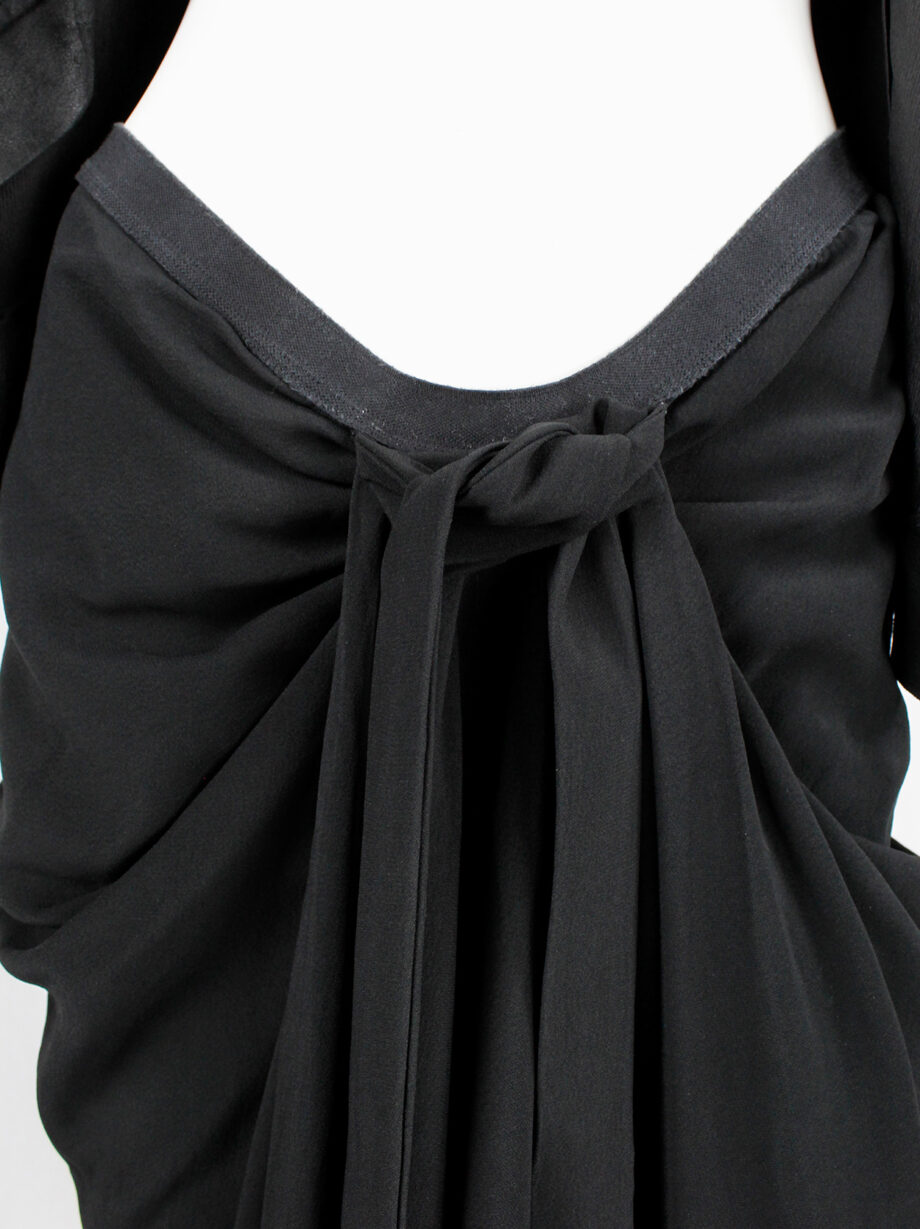 Rick Owens PLINTH black gathered skirt with drape and front ties fall 2013 (2)