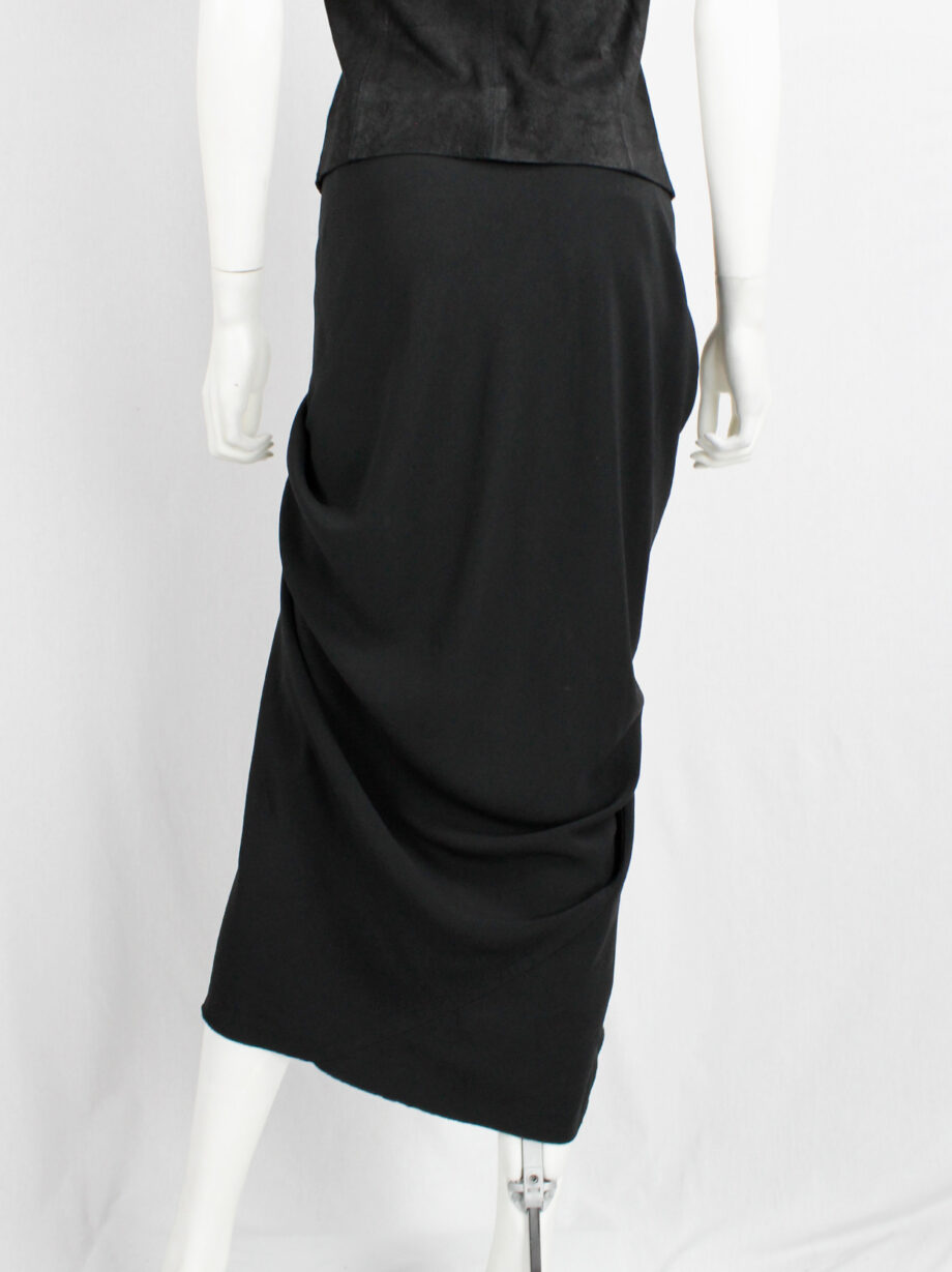 Rick Owens PLINTH black gathered skirt with drape and front ties fall 2013 (7)